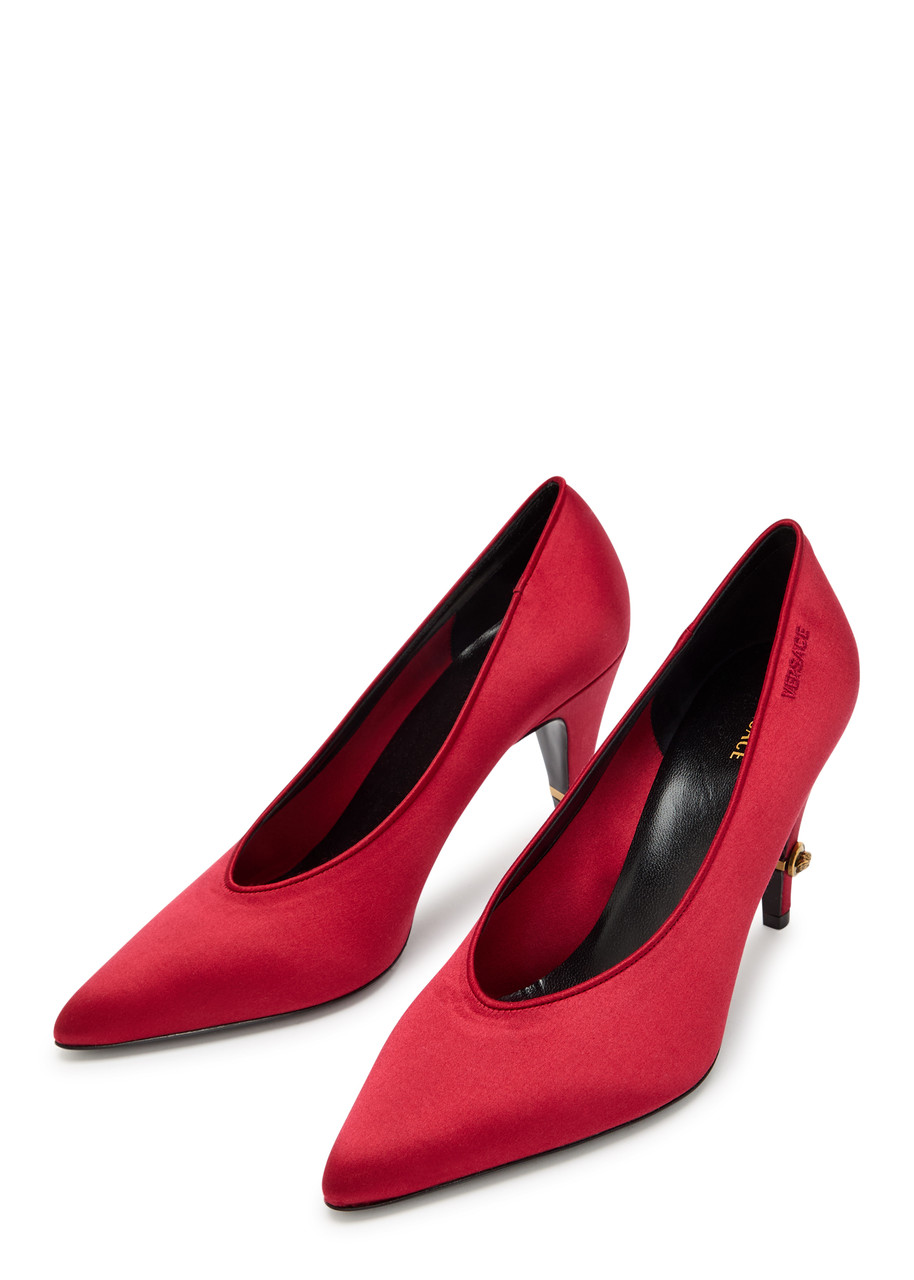  Versace Decollete 90 Satin Pumps - Red 