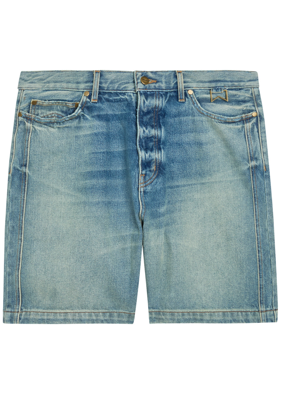 Rhude Boxy Traxedo Denim Shorts - Blue - XL