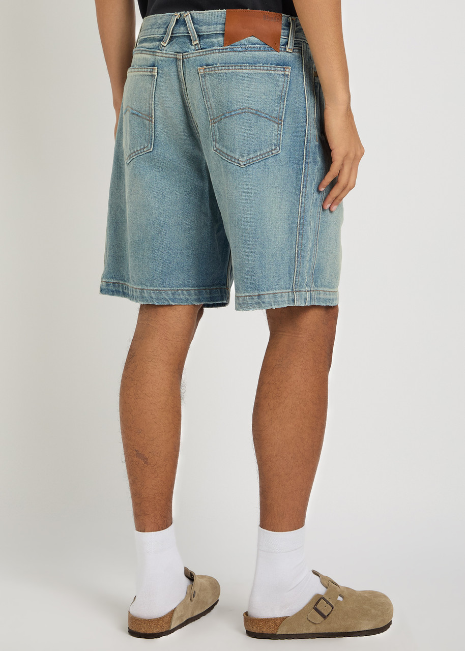  Rhude Boxy Traxedo Denim Shorts - Blue - Xl 
