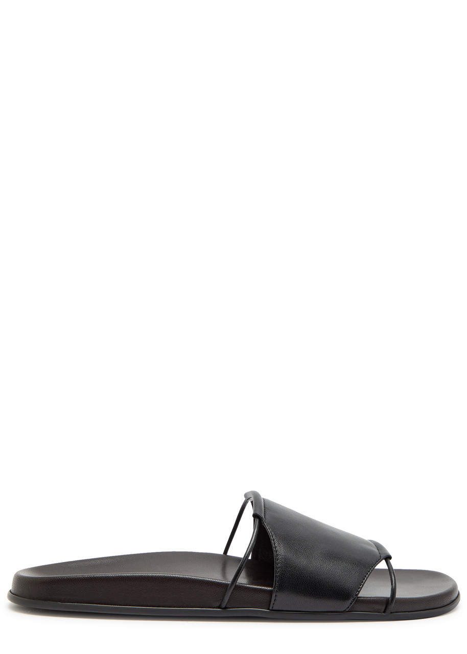 The Row Vivienne Leather Sliders - Black - 40 (IT40 / UK7)