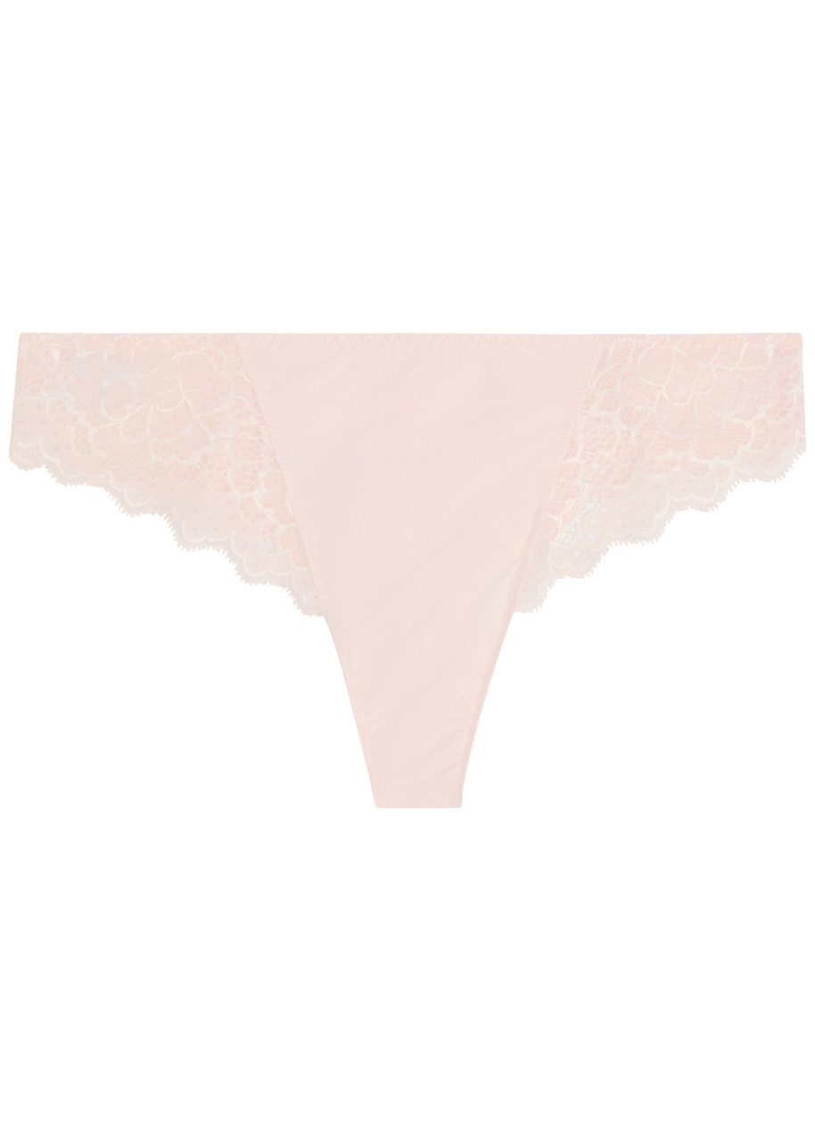 Simone PÉRÈLE Caresse Tanga Lace Briefs - Light Pink - 1 (UK 8 / S)