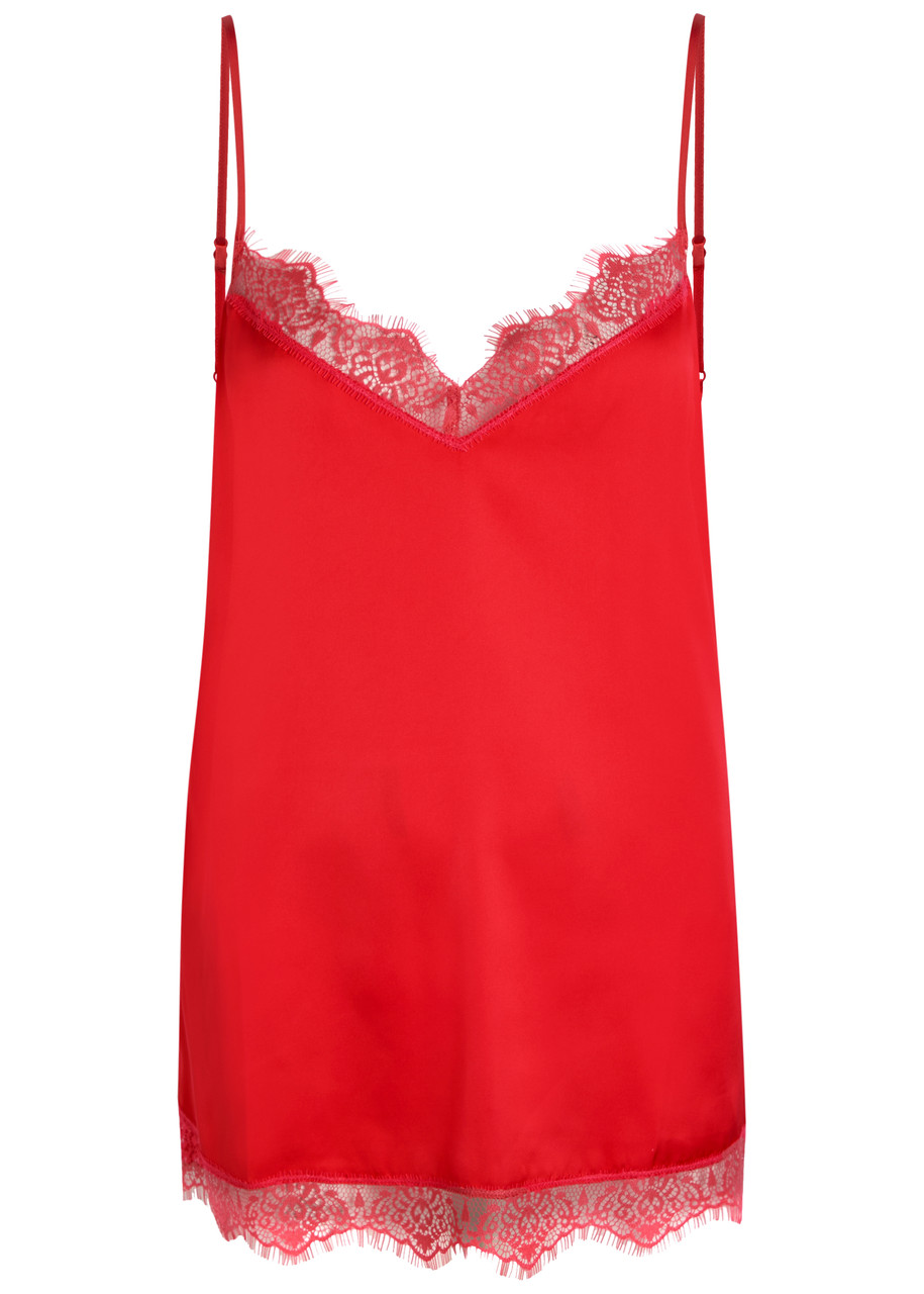 Simone PÉRÈLE Satin Secrets Lace-trim Satin Camisole top - Pink - 2 (UK 10 / M)