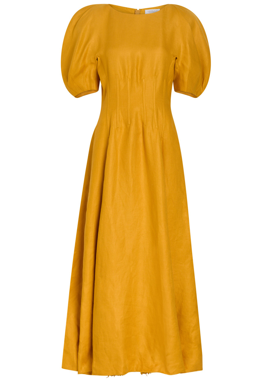Gabriela Hearst Ranya Linen Maxi Dress - Yellow - 46 (UK14 / L)