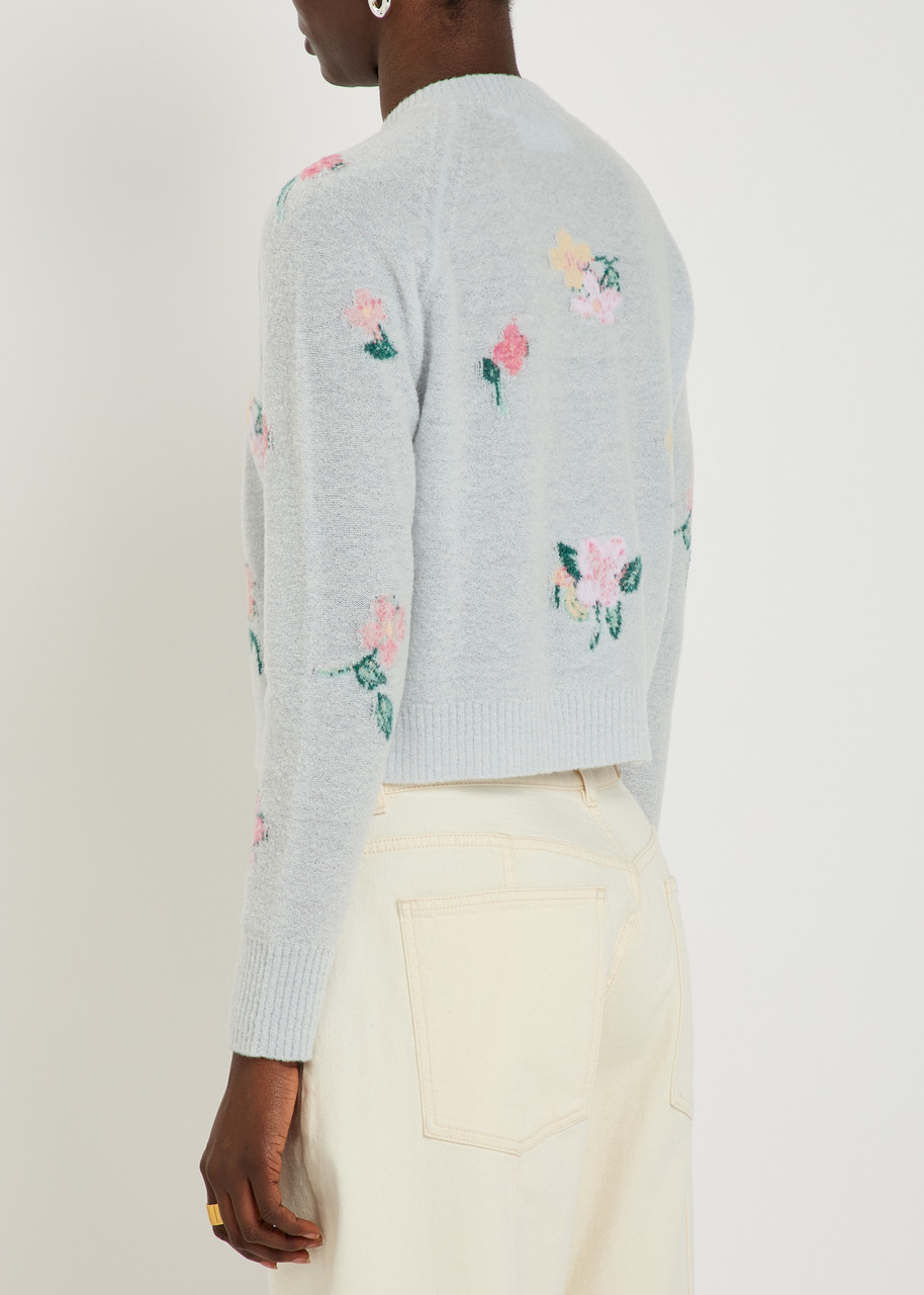  Bernadette Clemence Floral Wool-blend Cardigan - Blue - Xs (uk6 / Xs) 