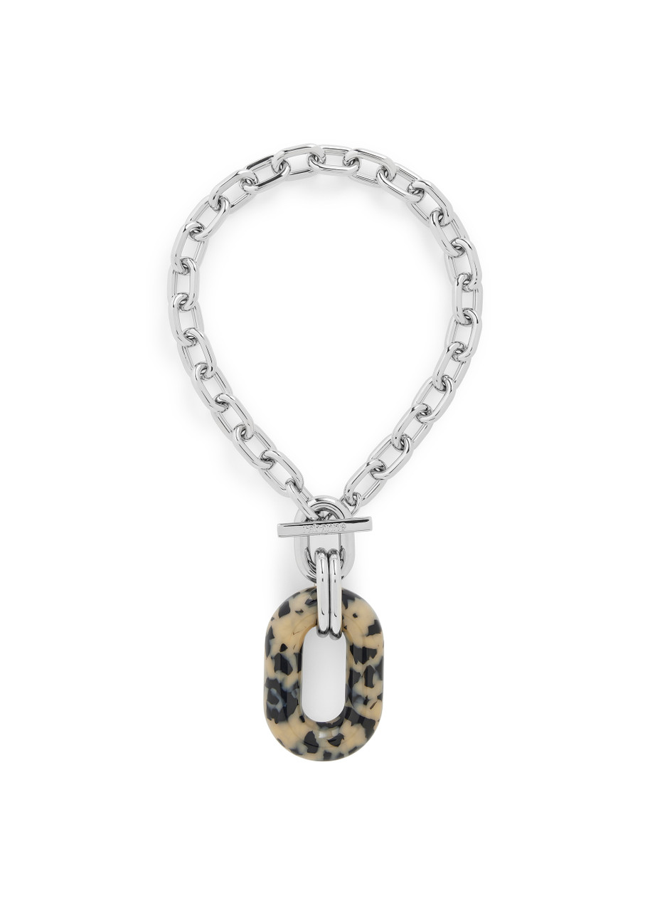 Rabanne XL Link Tortoise-shell Choker Necklace - Silver - One Size