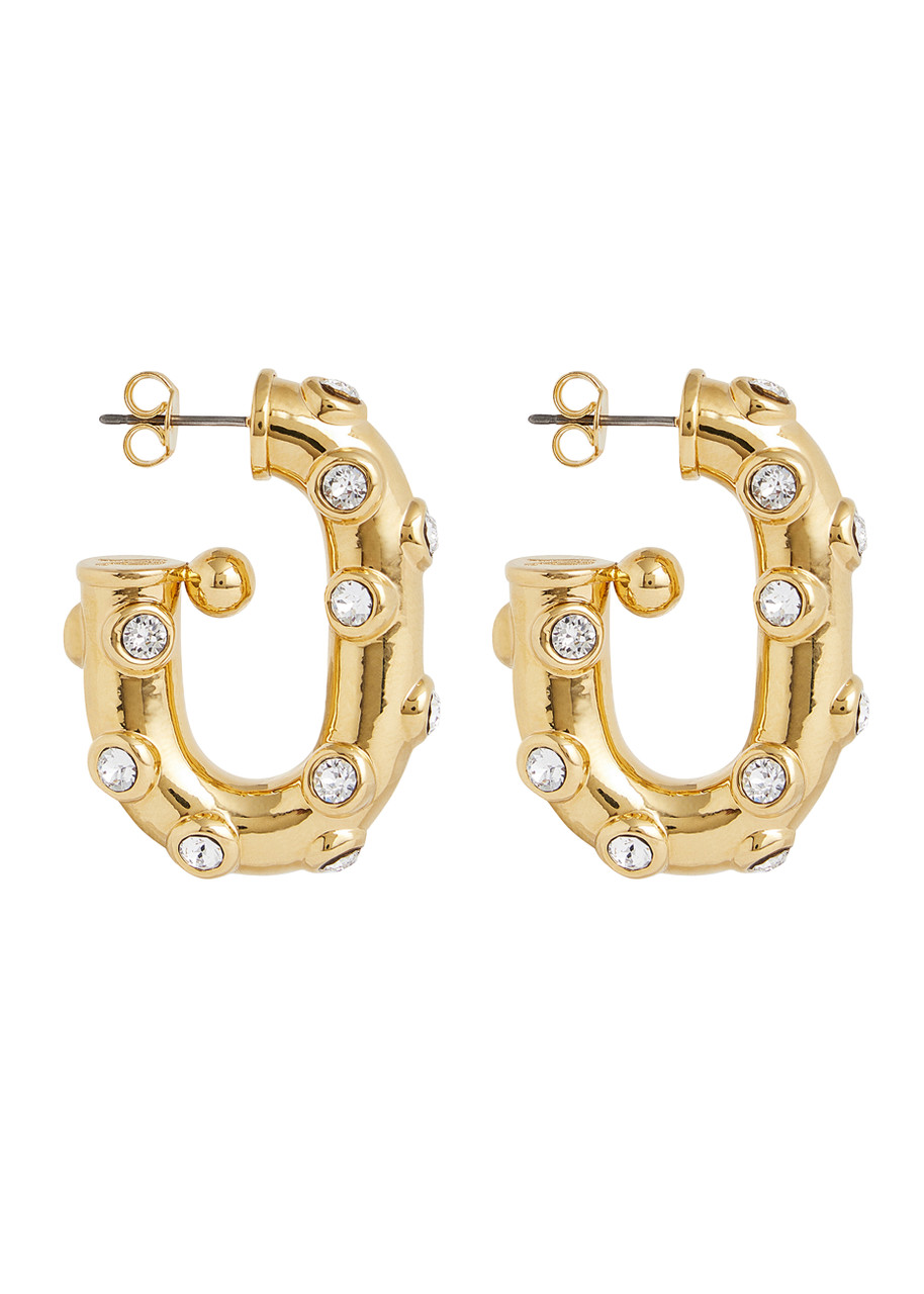 Rabanne XL Link Crystal-embellished Hoop Earrings - Gold - One Size