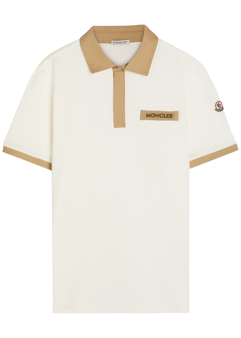 Moncler Contrasting-trim Piqué Cotton Polo Shirt - White - L