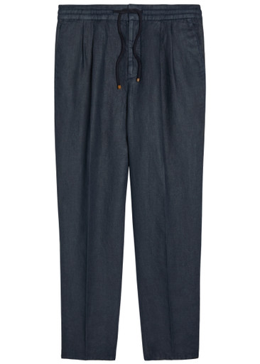 BRUNELLO CUCINELLI Drawstring tapered-leg linen trousers | Harvey