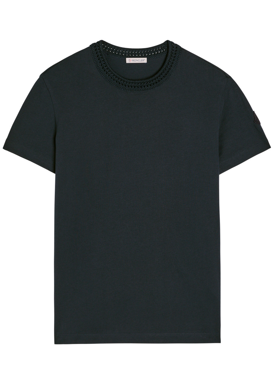 Moncler Logo-appliquéd Cotton T-shirt – Navy – M (UK 12 / M)