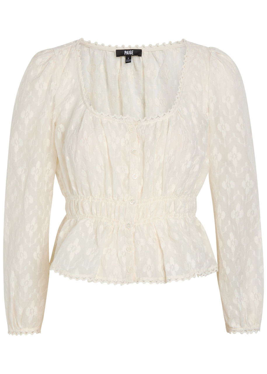 Paige Jay Embroidered Cotton and Silk-blend Blouse - White - L (UK14 / L)