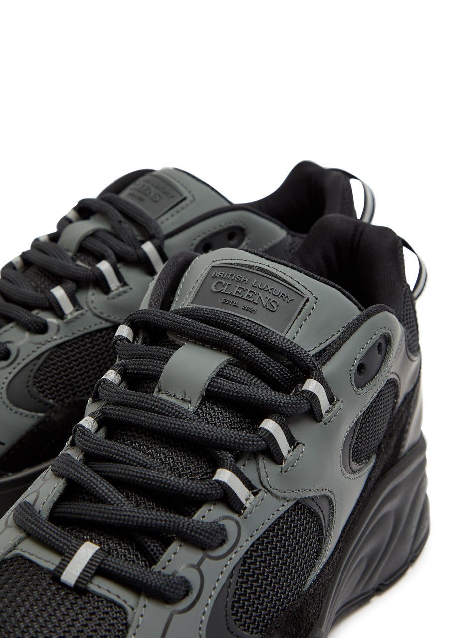 Cleens Pulse Runner Panelled Mesh Sneakers – Black Grey – 7.5 (IT41.5 / UK7.5)