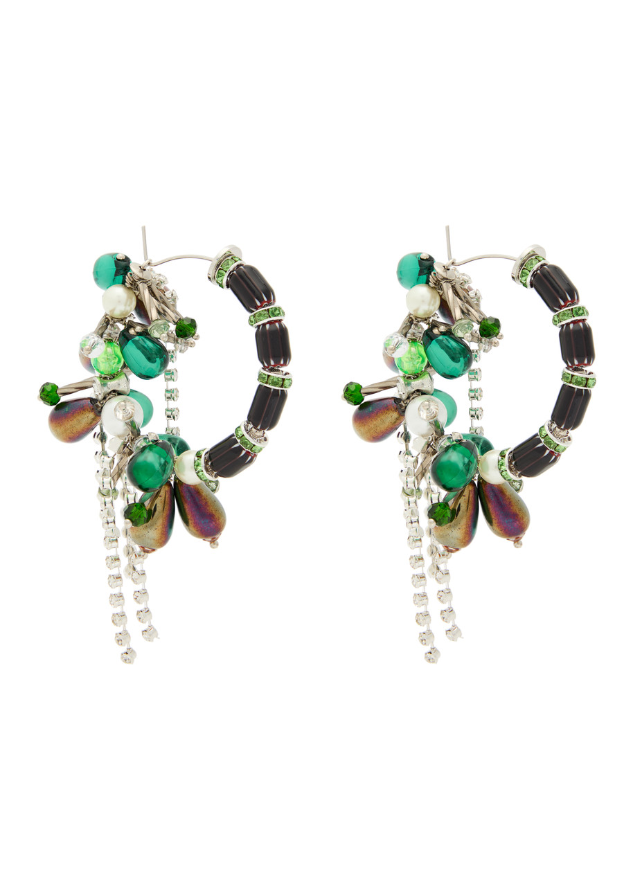 Dries Van Noten Bead-embellished Hoop Earrings - Black - One Size
