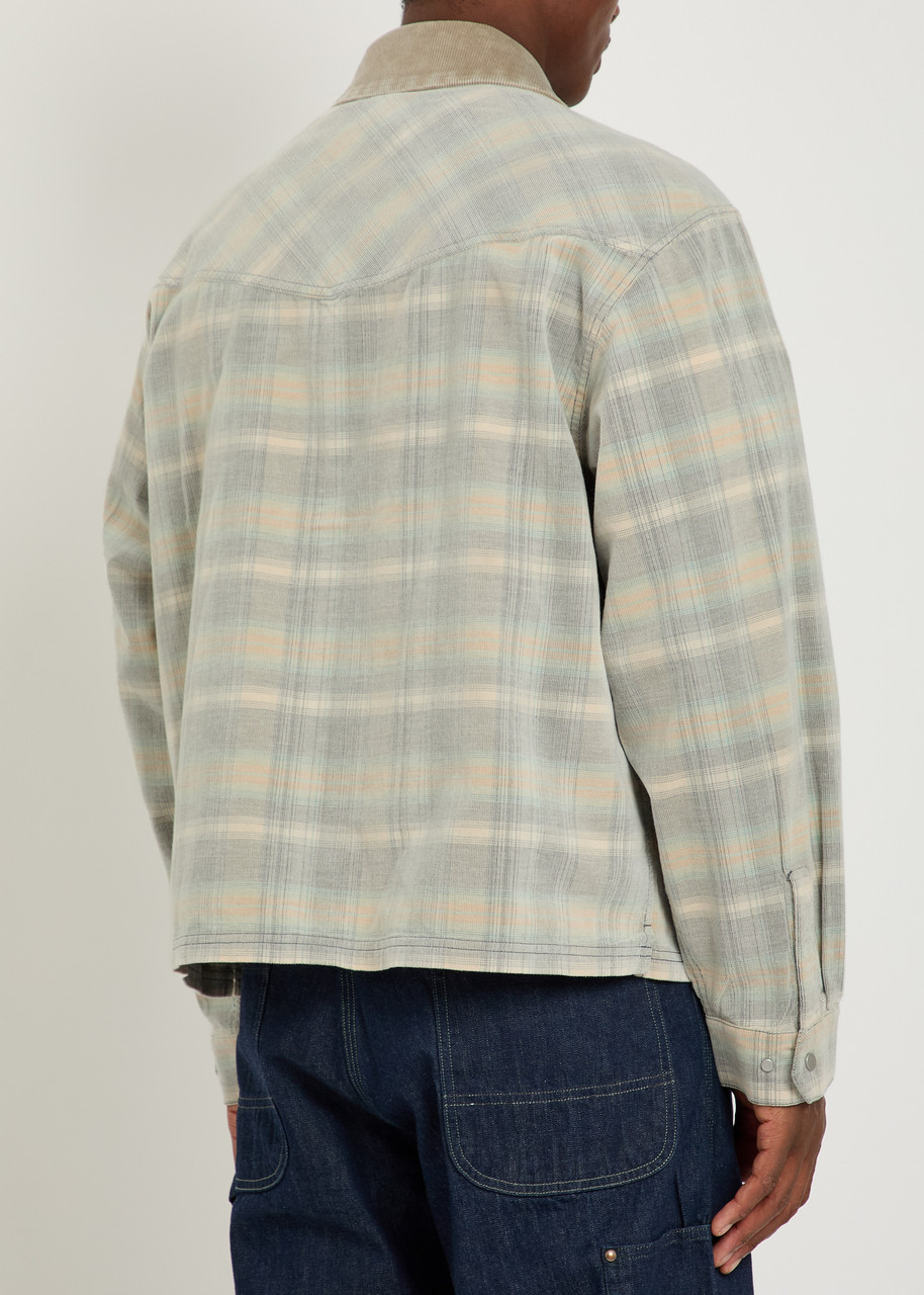  Represent Checked Corduroy-collar Flannel Overshirt - Grey - M 