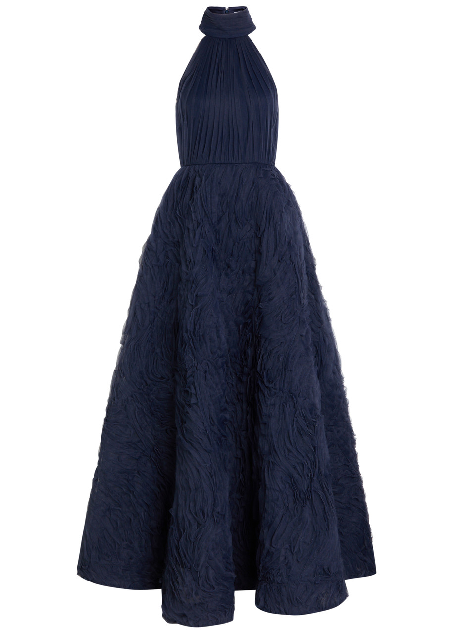 Rebecca Vallance Jasmine Ruffled Tulle Gown - Navy - 10 (UK10 / S)