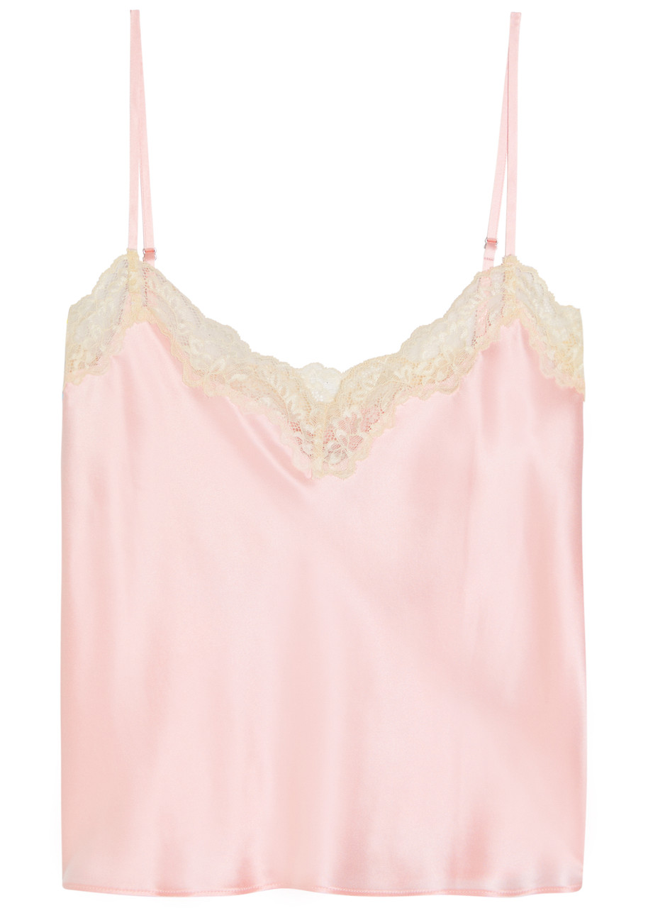 Reformation Teddy Lace-trim Silk top - Light Pink - L (UK14 / L)