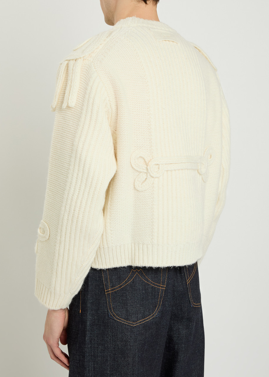  Kenzo Fisherman Cable-knit Wool-blend Jumper - Off White - S 