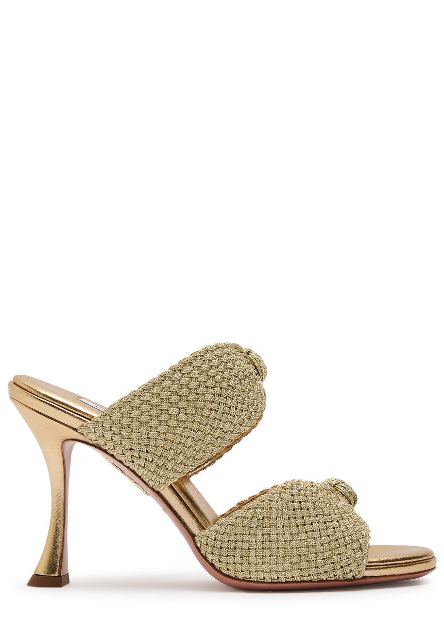 Aquazzura Smile 95 Metallic Leather Mules - Gold - 39 (IT39 / UK6)