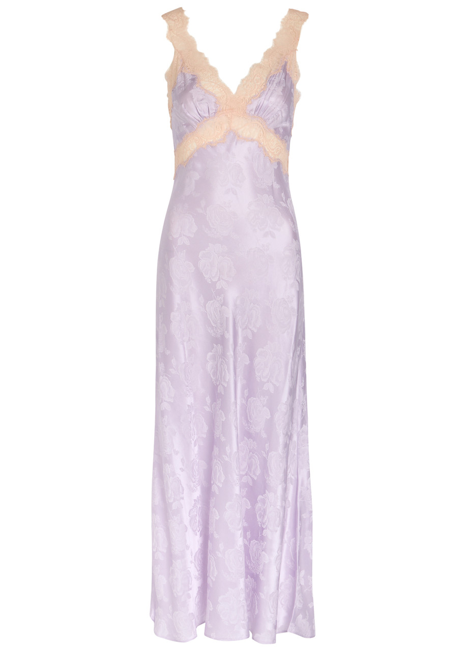 Ronny Kobo Bryn Floral-jacquard Silk-blend Midi Dress - Light Purple - S (UK8-10 / S)
