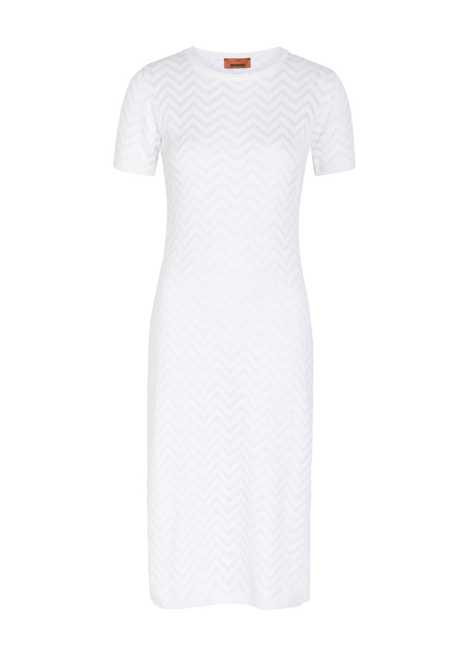 Missoni Chevron-knit Cotton-blend Midi Dress - White - 44 (UK12 / M)