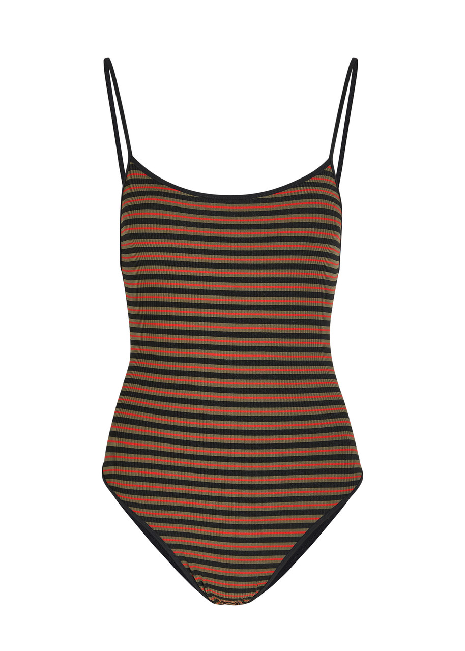 Lido Trentasei Striped Swimsuit - Black Red - M (UK12 / M)