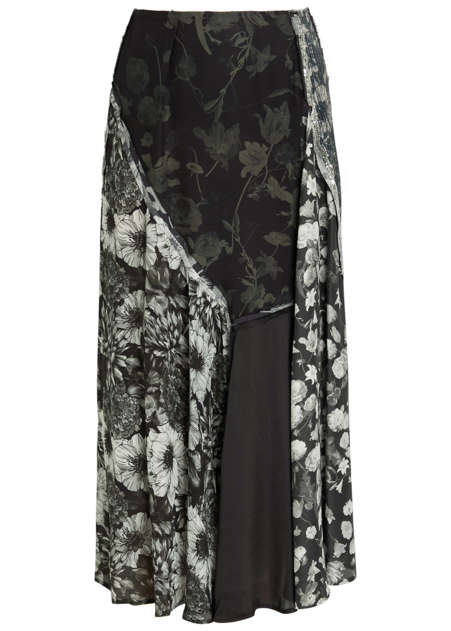 Maison Margiela Panelled Floral-print Embellished Silk Midi Skirt - Multicoloured - 42 (UK10 / S)