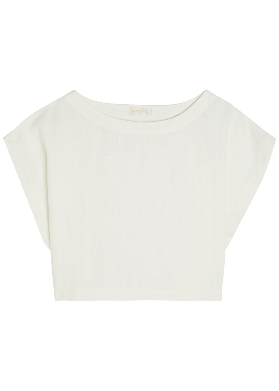 Suzie Kondi Kori Cropped Linen top - White - S (UK8-10 / S)
