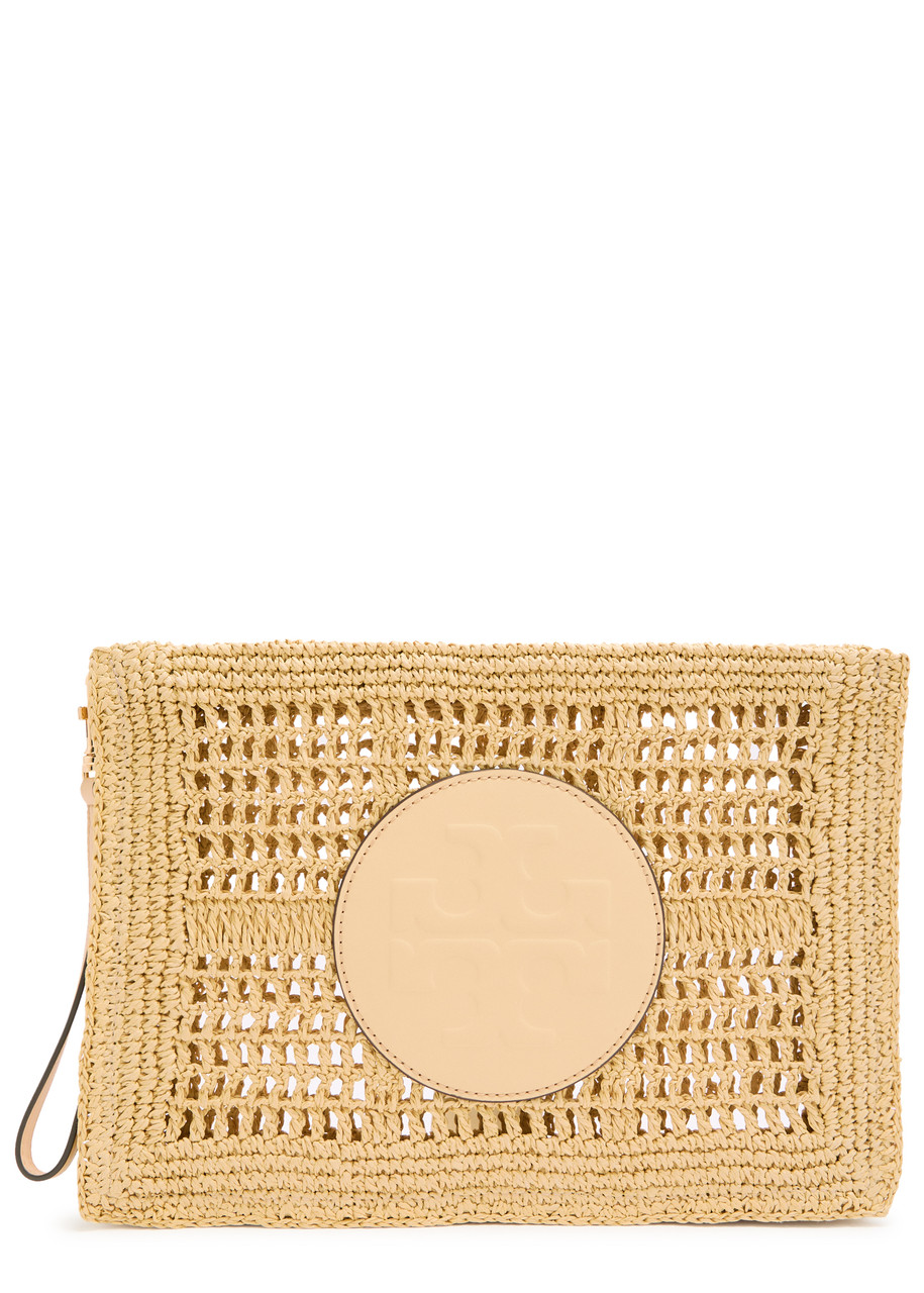 Tory Burch Ella Raffia Clutch - Natural - One Size