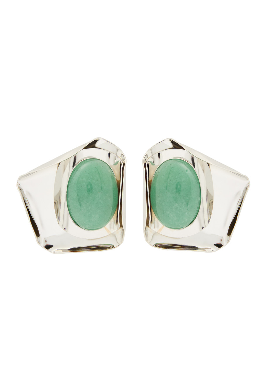 Jennifer Behr Kendall Rhodium-plated Drop Earrings - Dark Green - One Size
