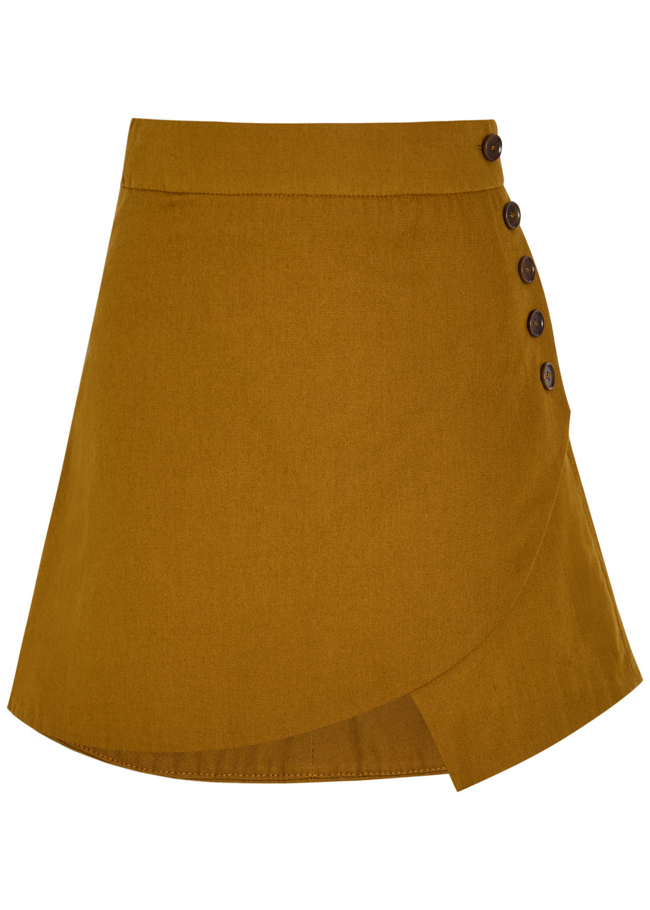 Skiim Asymmetrical Woven Mini Skirt – Light Brown – 38 (UK10 / S)