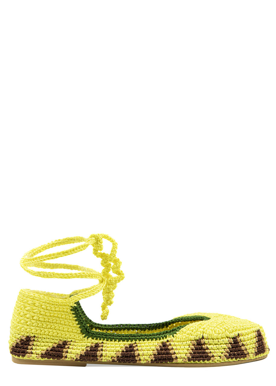 Kashura Crochet Ballerina Flats - Yellow - 38 (IT38 / UK5)