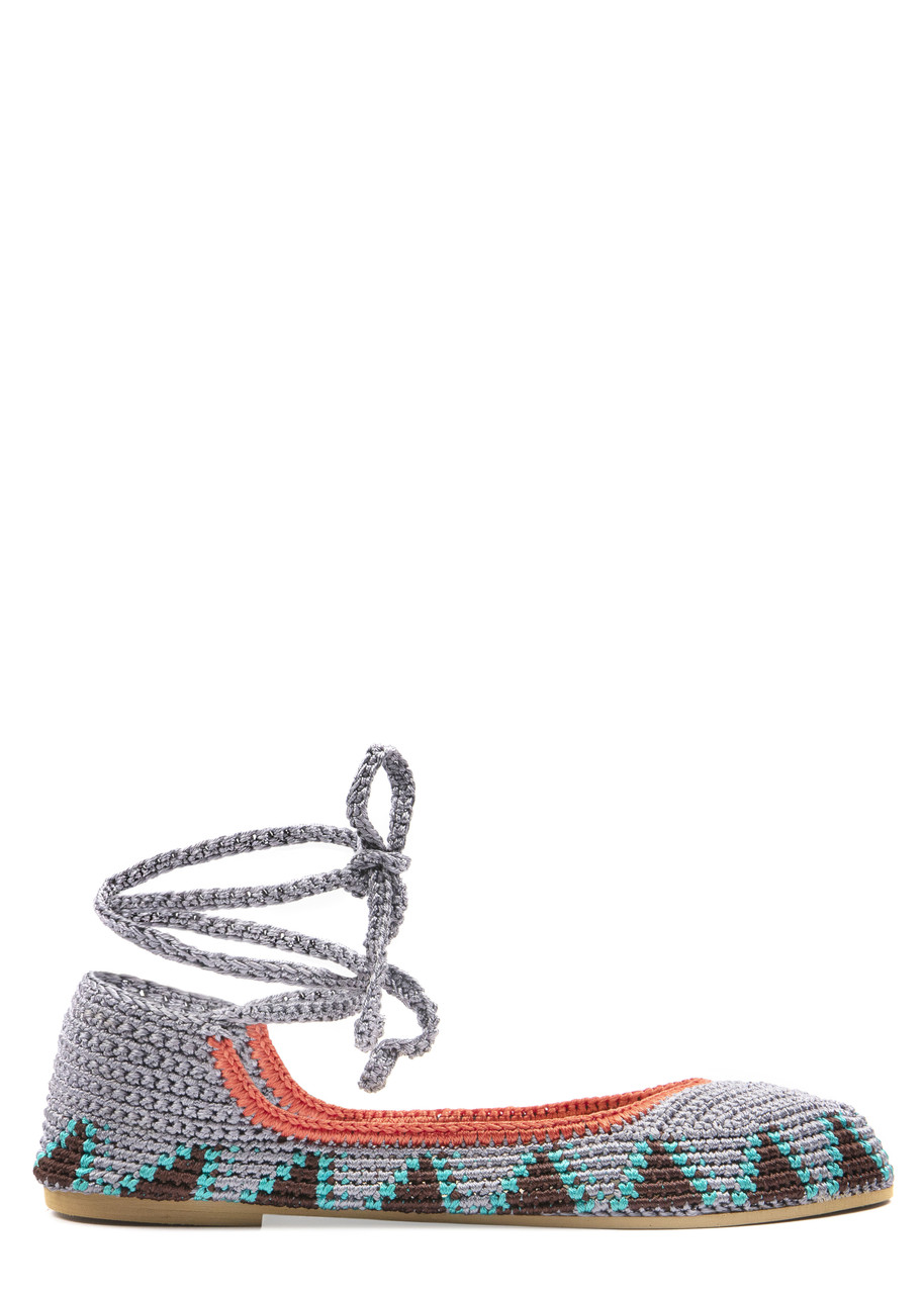 Kashura Crochet Ballerina Flats - Grey - 38 (IT38 / UK5)