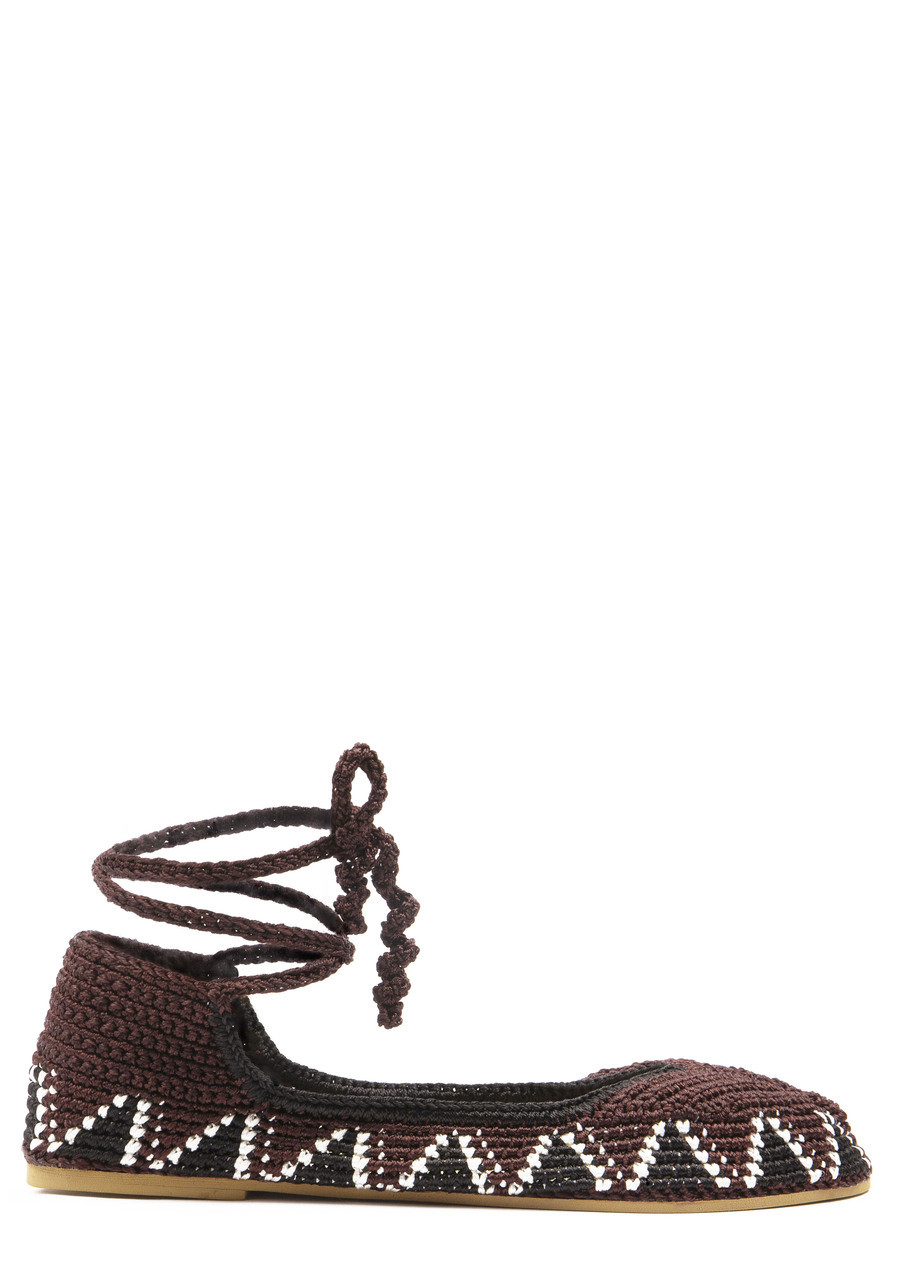Kashura Crochet Ballerina Flats - Burgundy - 38 (IT38 / UK5)