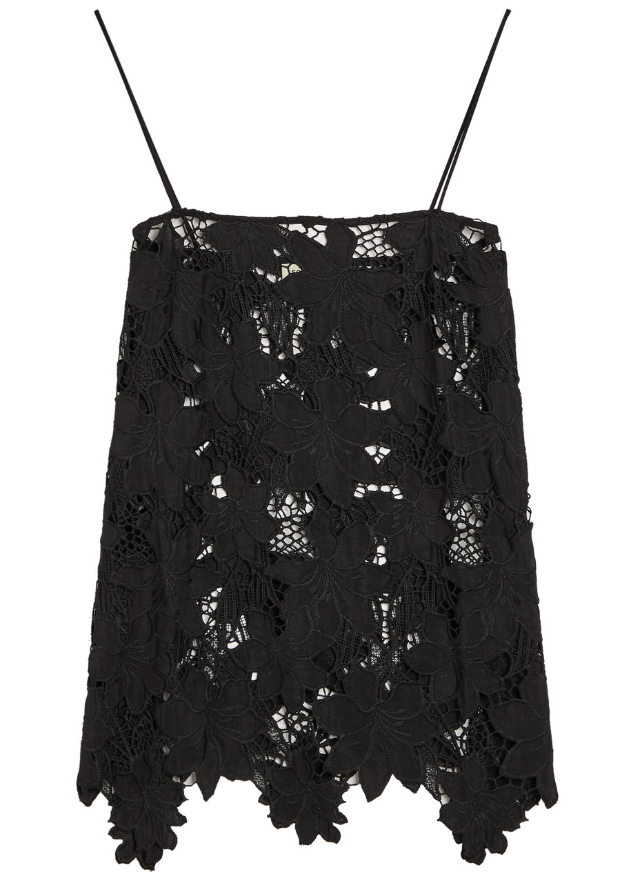Solaqua Camilla Mini Embroidered Guipure-lace top - Black - 0 (UK 6