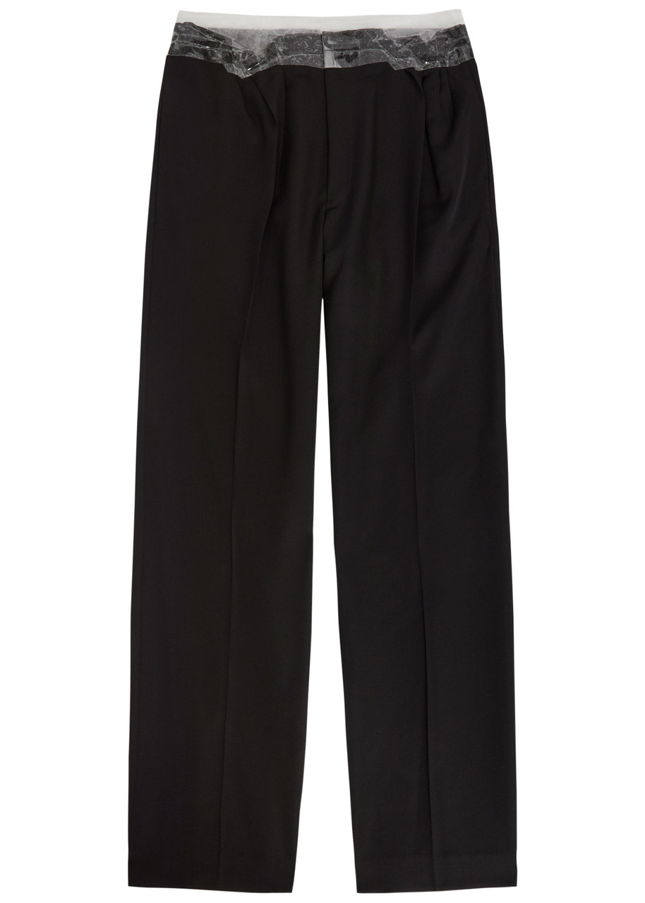 Maison Margiela Tape-effect Straight-leg Wool Trousers - Black - 46 (IT46 / S)