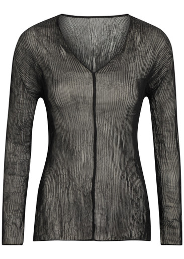ISSEY MIYAKE Twist V-neck semi-sheer chiffon top | Harvey Nichols