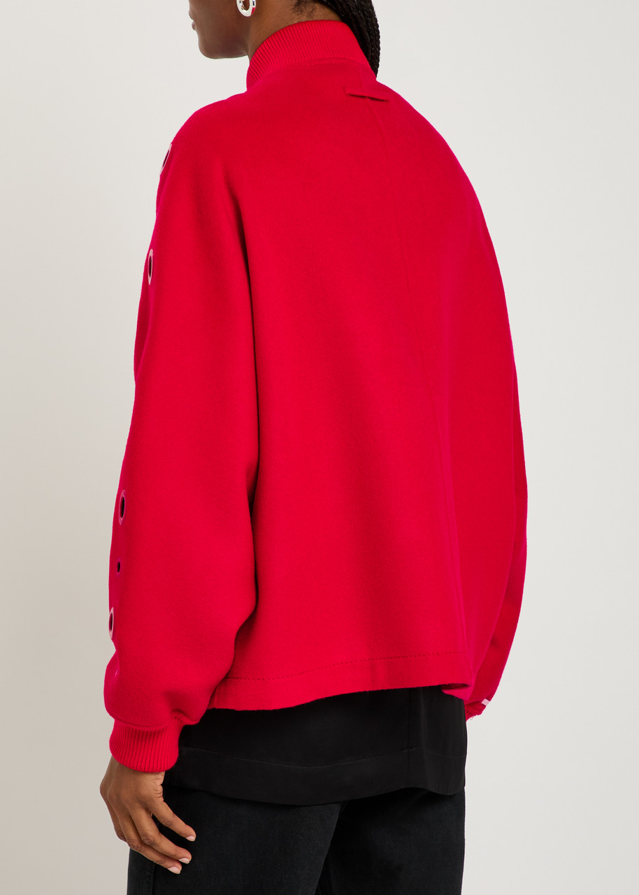  Max&co Eyelet-embellished Wool Bomber Jacket - Red - M (uk12 / M) 