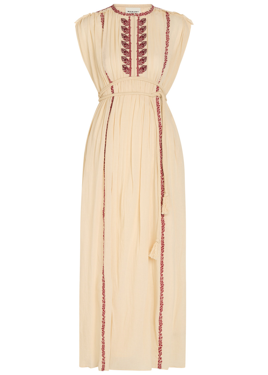 Isabel Marant étoile Liviane Embroidered Cotton Maxi Dress - Beige - 40 (UK12 / M)