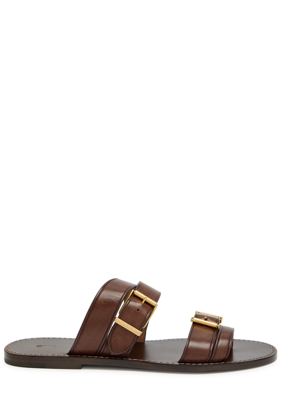 Polo Ralph Lauren Buckle Leather Sandals - Dark Brown - S8 (IT39 / UK6)