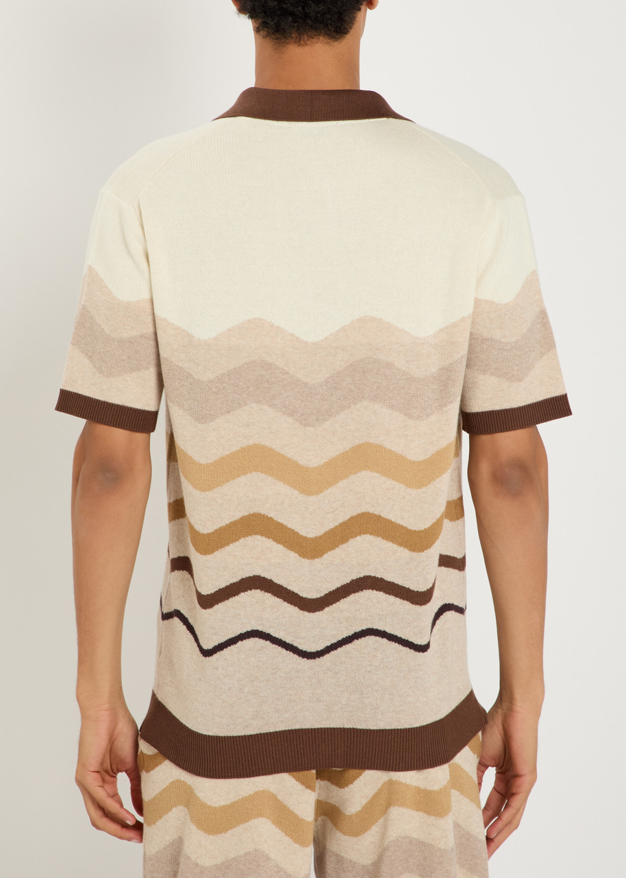  Sandbanks Gradient Pattern Knit Cotton Shirt - Beige - Xl 