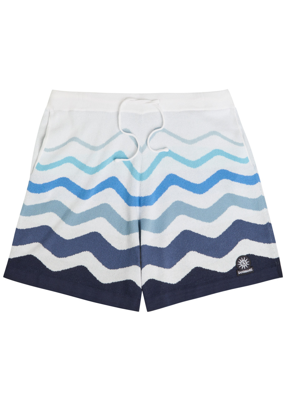 Sandbanks Striped Cotton Shorts In Blue