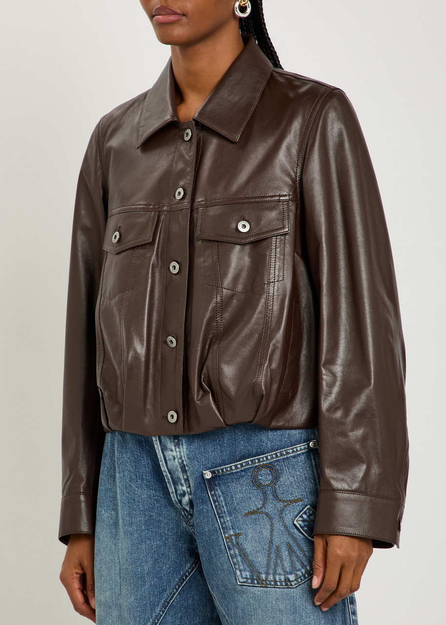  Loewe Patch Pocket Leather Jacket - Dark Brown - 36 (uk8 / S) 