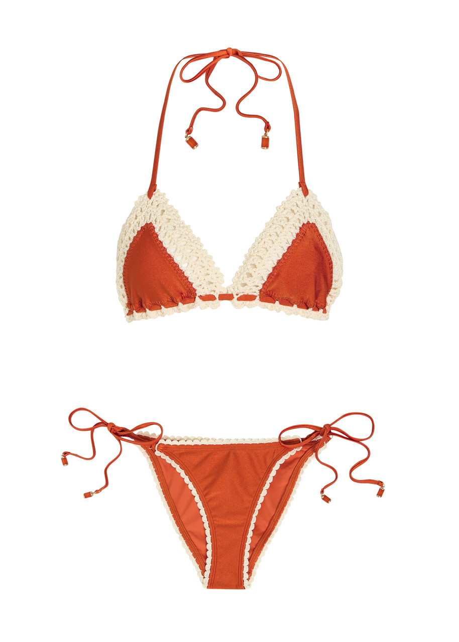 Zimmermann Mahon Crochet Stretch-polyamide Bikini - Orange - 4 (UK 16 / XL)
