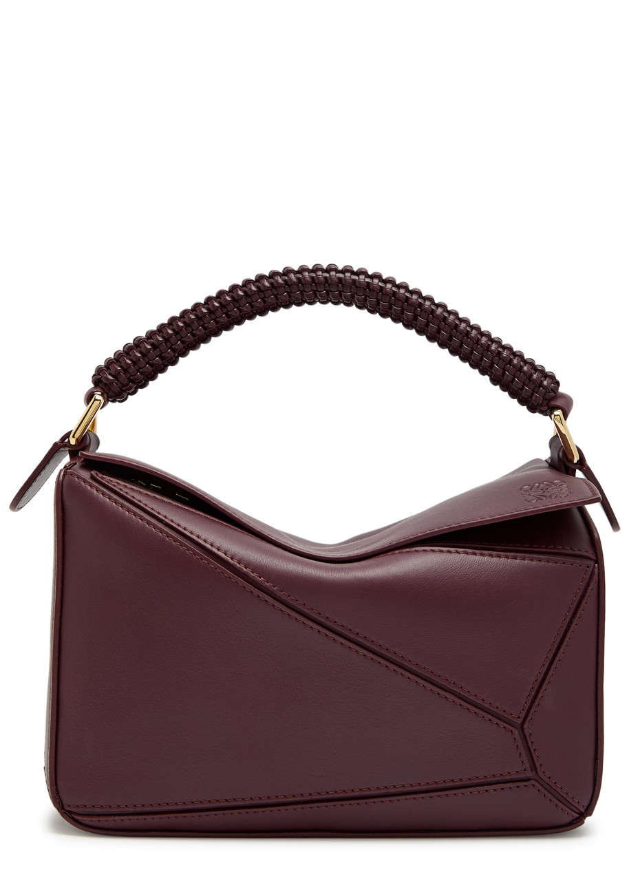 Loewe Puzzle Small Woven Leather top Handle bag - Burgundy - One Size