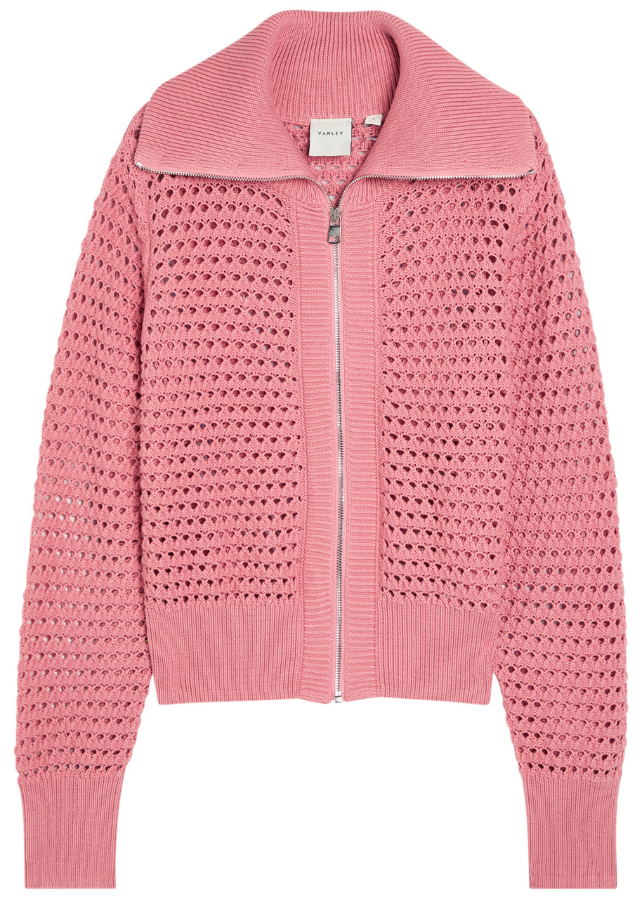 Varley Eloise Open-knit Cotton Sweatshirt - Light Pink - L (UK14 / L)
