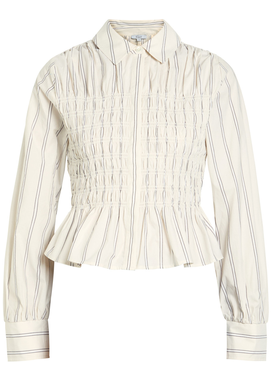 Rails Bradshaw Smocked Cotton-poplin Shirt - White - M (UK12 / M)