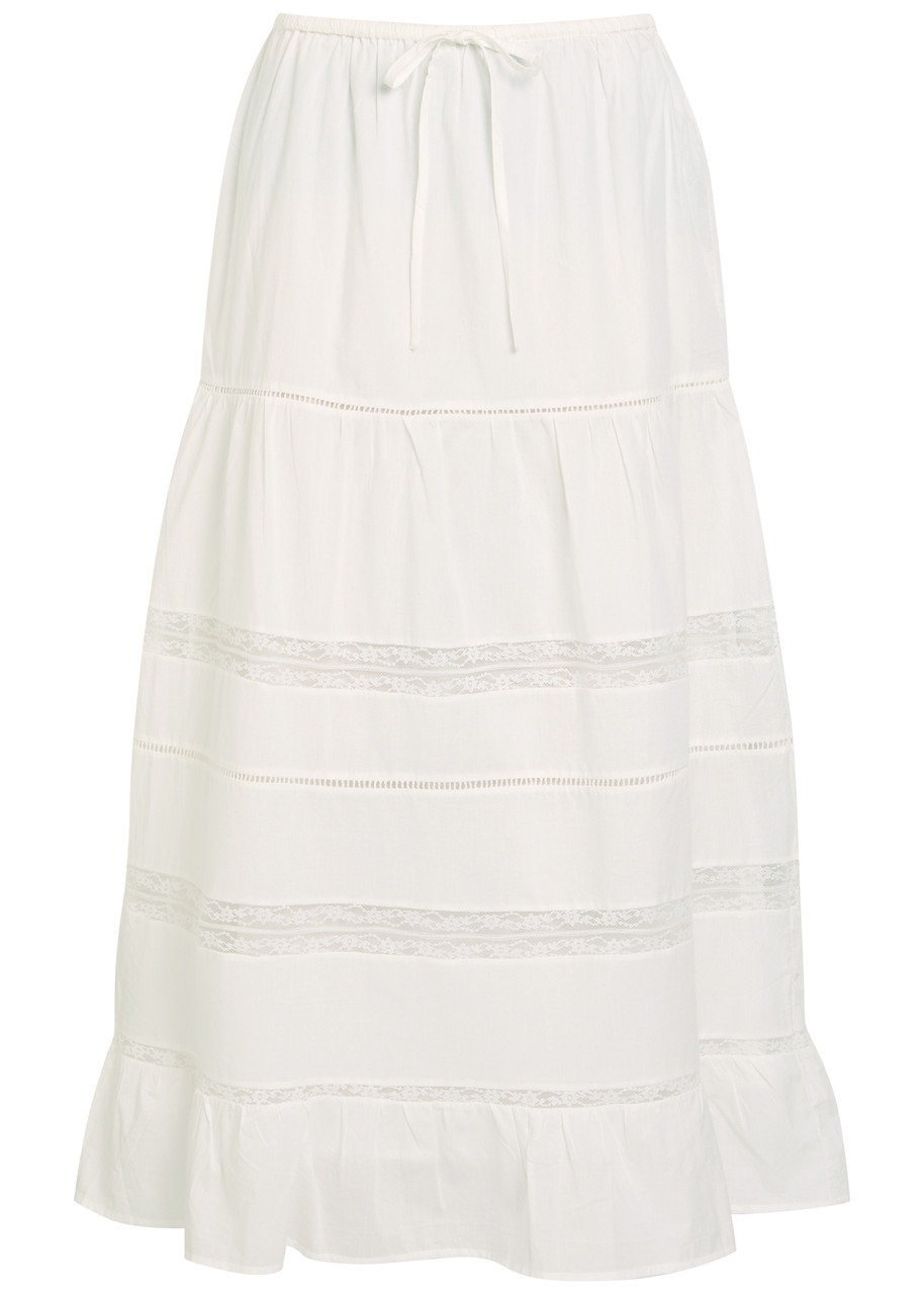 Rails Hettie Lace-trim Cotton Maxi Skirt - White - M (UK12 / M)