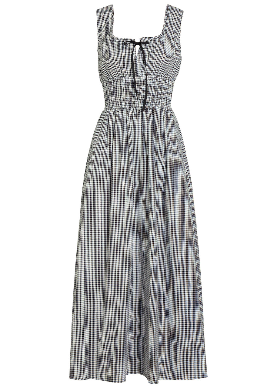 Rails Kenton Gingham Cotton Midi Dress - Black - L (UK14 / L)