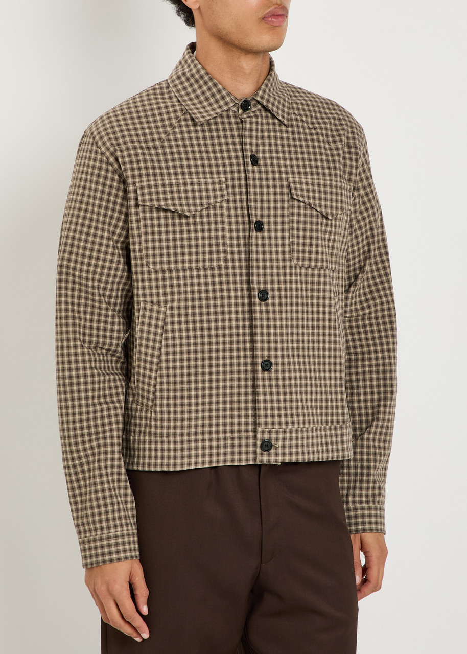  Oliver Spencer Checked Stretch-cotton Jacket - Brown - L 