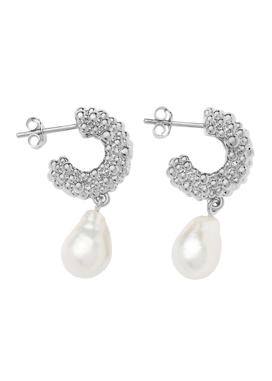 Missoma Pearl Drop Silver-plated Hoop Earrings - One Size