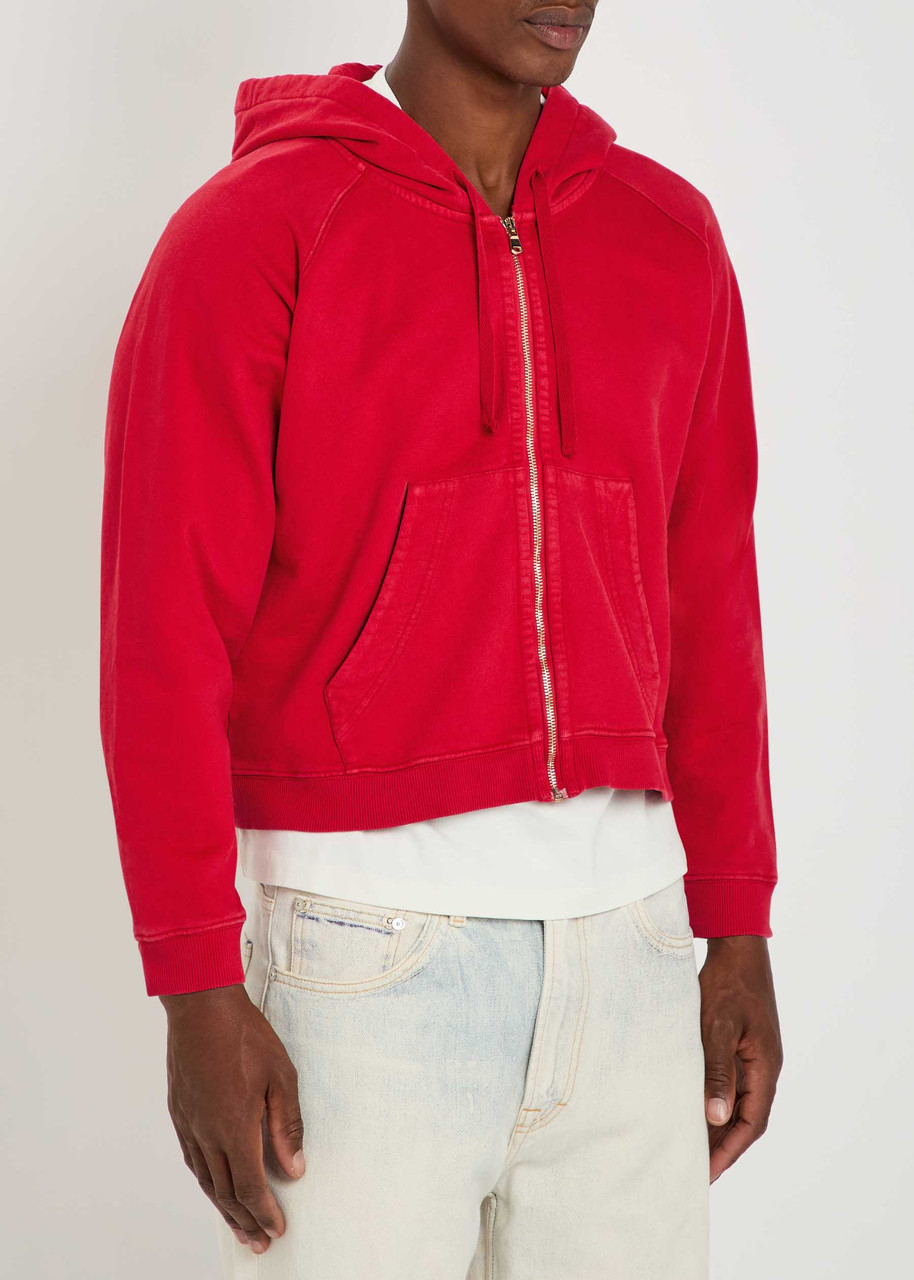  Second Layer Rola Hooded Cotton Sweatshirt - Red - S 